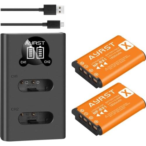 2pcs 1800mAh 4Pcs NP BX1 NP-BX1 Batteries + Dual USB Charger for Sony DSC-RX100 DSC-WX500 IV HX300 WX300 HDR-AS15 HDR-AS30