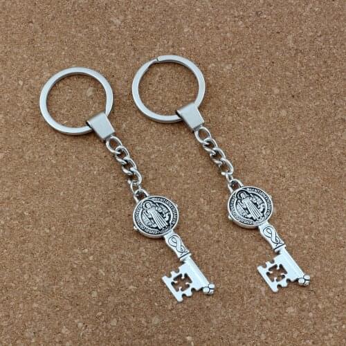 2pcs Saint Benedict Medal Cross Smqlivb Key Charms Pendant Keychain Travel Protection DIY Jewelry A-173f