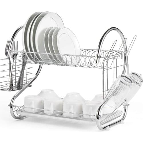 2 Tier Dish Kitchen Dish Rack Basket Galvanized Household Wash Great Kitchen Sink Dish Drain Drying Rack Pantry Organizer Tools