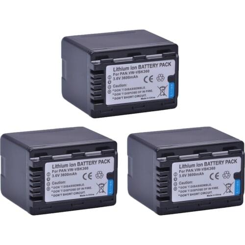 3PC VW-VBK360 VW VBK360 VWVBK360 Camera Battery for Panasonic HDC-HS80 SD40 SD60 SD80 SDX1 SDR-H100 H85 H95 HS60 HS80 TM60