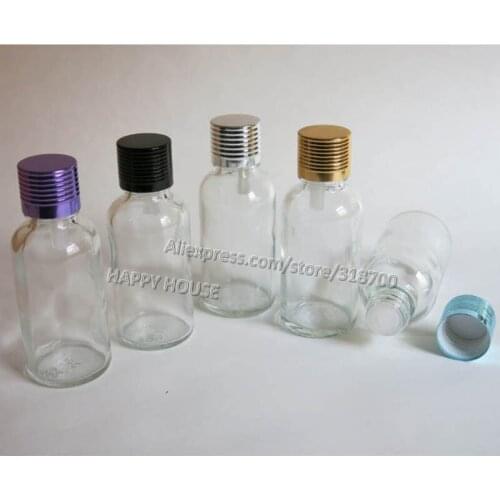 360pcs/lot 30ml Clear Glass Essential Oil Bottle With Aluminum Lids and Insert, 1oz Transparent Glass Container