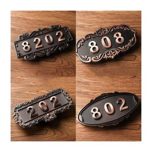 Acrylic antique copper relief number of modern house Hotel Home door number outdoor address plate Number of home address sign