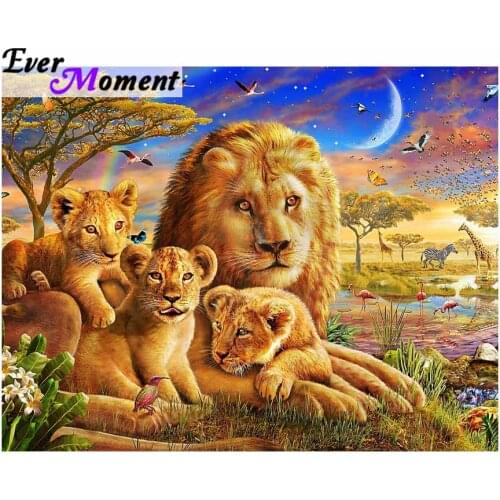 Diamand painting bricolage full 5d diy diamond lion faminly embroidery diamond lion rhinestone artwork 3d pictures decor ASF673