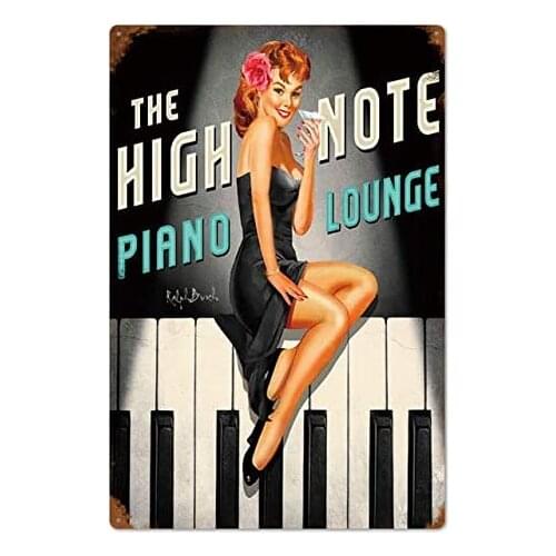 AYLAODI 1pcs Pin Up Girl Tin Sign Plaque Metal Vintage Sexy Metal Sign Wall Decor for Bar Pub Club Man Cave Retro Signs Metal