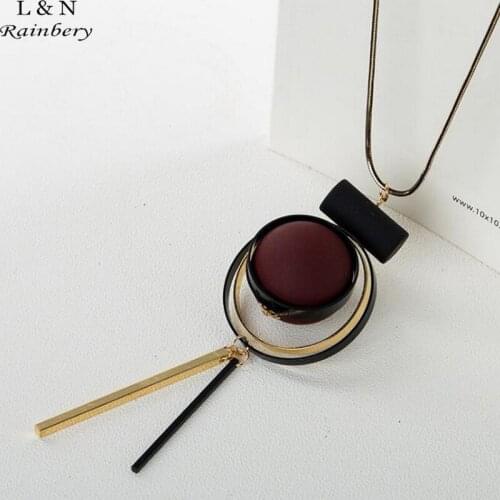 Rainbery Fashion Bohemian Geometric Wood Handmade Vintage Tassel Long Sweater Chain Necklace Fashion Women Jewelry Accessories