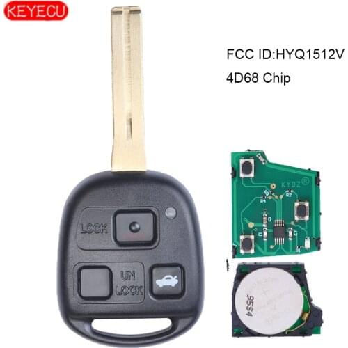 KEYECU 3 Button Remote Car key Fob for Lexus ES300 GS300 GS400 IS300 FCC: HYQ1512V 4D68 Chip P/N: 89785-50030, 89785-50031