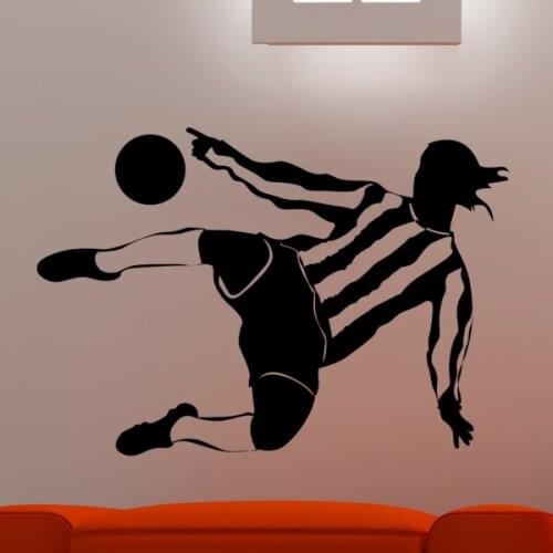 Football Soccer Star Shooting The Ball Sketch Fashion Wedding Decor Wall Sticker Bedroom Wallpaper Wall Decal Rooms Decor