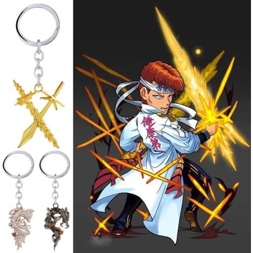 Comic YuYu Hakusho Keychain Cartoon Kuwabara Kazuma Weapon Pendant Keychains Jewelry Fashion Alloy Car Key Holder Accessory NEW