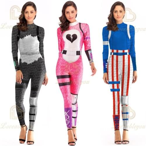 Pink Bear Costume Cosplay Cuddle Team Leader Jumpsuit Harror Halloween Costumes for Women Plus Size Bodysuit