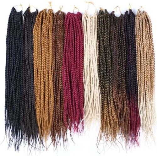 YiHan Box Braids Crochet Hair 14“ 18" 22 Roots /Pack Ombre Synthetic Braiding Hair Extension Brown Black For Women Crochet Hair