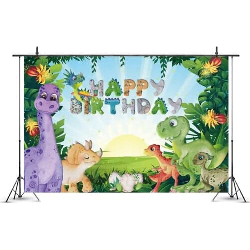 Colorful Happy Birthday Cute Animals Backdrop Photography Background Photo Booth Studio Decor