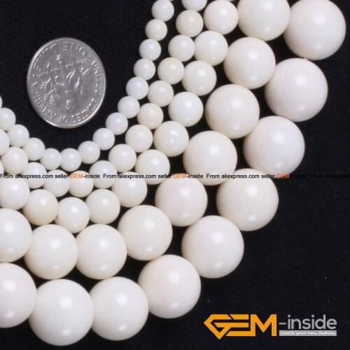 Round Cream White Coral Beads Natural Coral Stone Beads DIY Loose Beads For Jewelry Making Beads Strand 15" Free Shipping