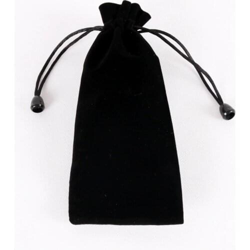 Newly Purple And Black Long Velvet Bags 7.5x18cm Drawstring Gift Pouches Favor Comb Lipstick Storage High Quality Bags 25pcs/lot