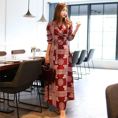 Fashion elegant women comfortable high quality v-neck dress new arrival temperament cute beach print sash long a-line dress