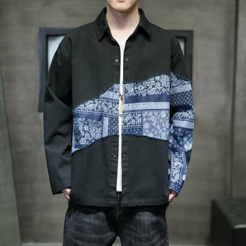 MrGB Bandanna Graphic Patchwork Men Jacket 2021 Autumn Winter Oversize Japanese Style Male Coat Harajuku Fashion Brand Clothing