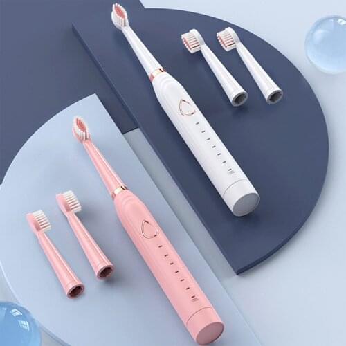 Newest Sonic Electric Toothbrushes For Adults Smart Timer Rechargeable Whitening Toothbrush Ipx7 Waterproof 3 Brush Head#g4