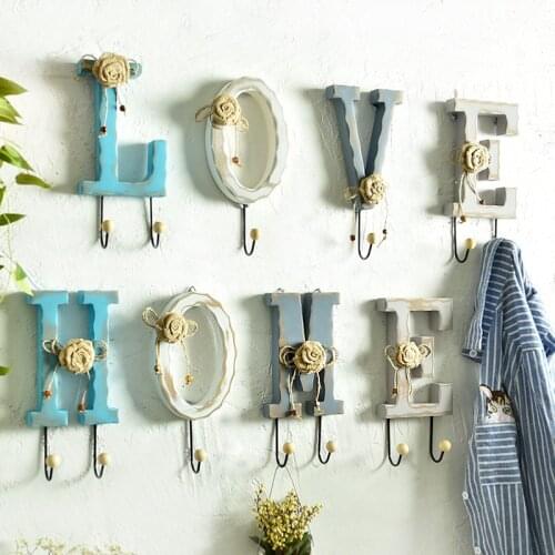Newest LOVE HOME Wall Ornament with Hook Vintage DIY Hanging Decoration Set with Flower Decor for Home Room