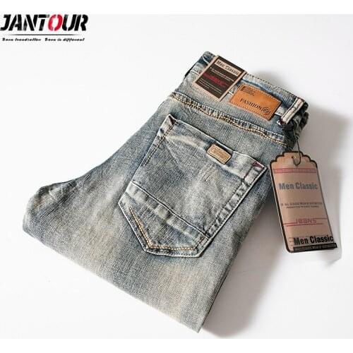 2020 New Jeans men Slim Fit mens long Denim pants Autumn Winter Trends Casual Mens Jeans Homme Trousers Cotton Retro Blue