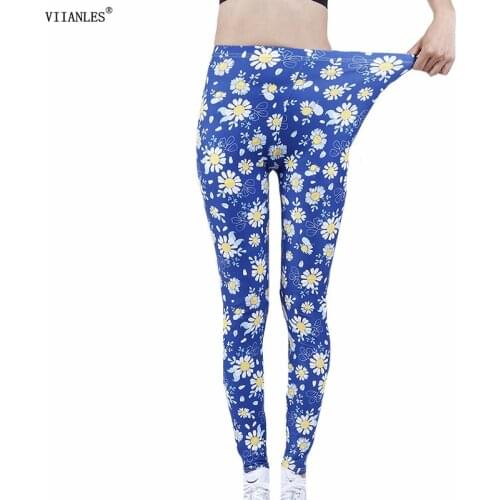 VIIANLES Sexy Women Legging Flroal Printing Fitness Leggins Fashion Slim Legins High Waist Woman Push Up Pants Breathable Tights