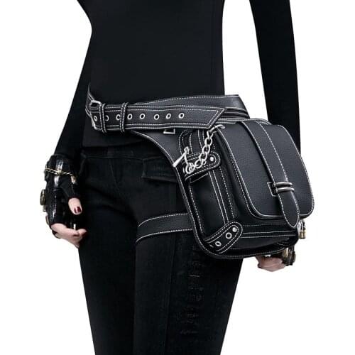 Steampunk Retro Waist Bag Mens Outdoor Single Shoulder Messenger Bag Womens Mobile Phone Sexy Rivets Waist Bag leg bag Packs