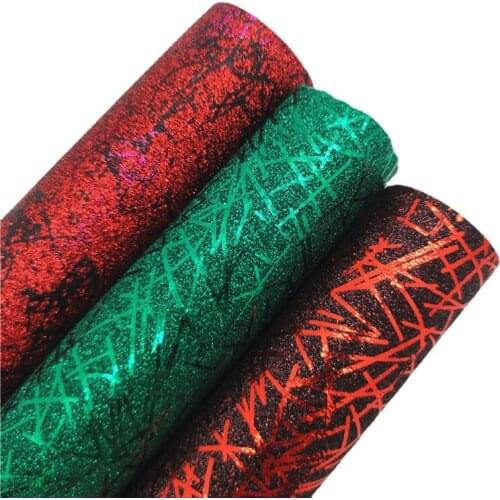 Christmas Red Green Sprinkles Glitter Leather Fabric with Stretch Backing Leather For Bows Earrings DIY A4 SIZE R197