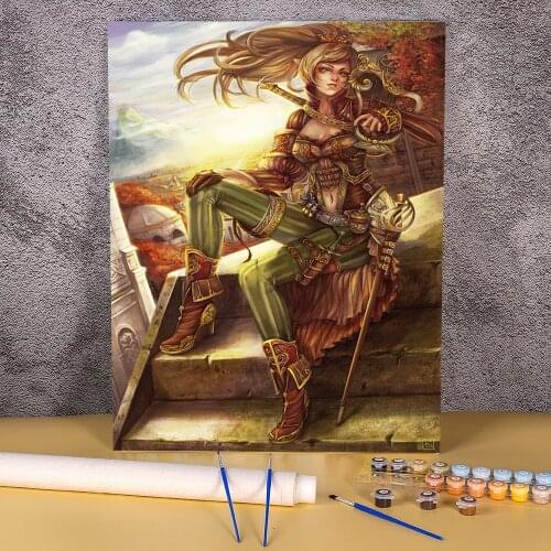 Cartoon Girl Woman Paint By Numbers Package Acrylic Paints 50*70 Canvas Painting Home Decor Adults Handicraft Drawing