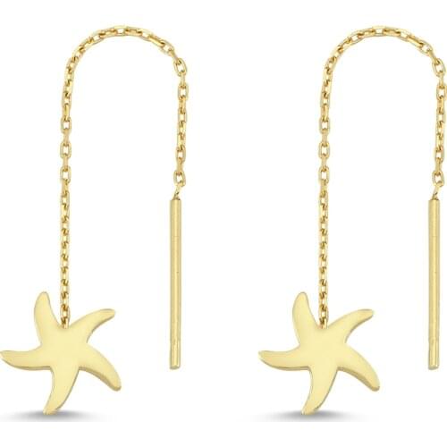 14k (585) Gold Starfish Eardrops Earrings