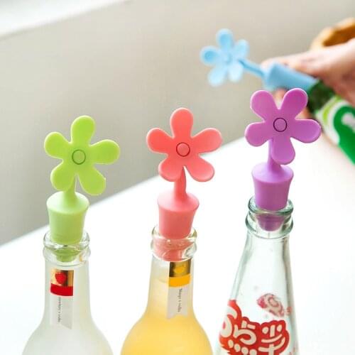 1PC Silicone Flower Shaped Wine Stoppers Leak Free Wine Beer Bottle Cork Stopper Plug Wine Bottle Sealer Cap Bar Tools Cocina