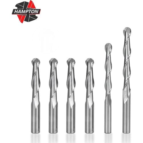 Hampton Ball Nose End Mill 4mm 6mm Shank Router Bits 2 Flute Sprial Milling Cutter Carbide End Mill Cutting Tools