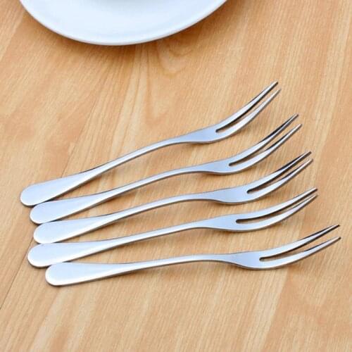 New Fruit Fork Stainless Steel 1010 Two-toothed Fork Cake Fork Western Small Fork Multifunctional Household Kitchen Accessories