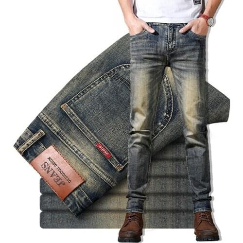 Vintage Jeans For Men Straight Fit Denim Jeans Pants Good Quality Male Four Seasons Casual Long Jeans Stretch Casual Denim Jeans