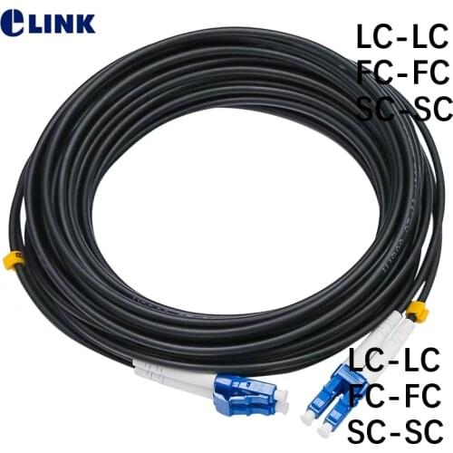50mtr TPU Fiber optic Patchcords waterproof LC SC FC 2 core Armored patch lead cable Outdoor Singlemode FTTA jumper SM DX 3.3mm