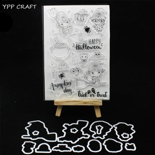 YPP CRAFT Happy Halloween Stamp And Cutting Dies Stencils for DIY Scrapbooking/photo album Decorative Embossing DIY Paper 239