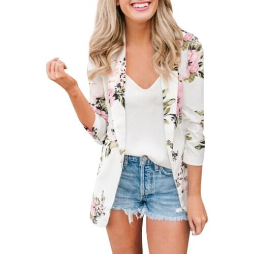Womens Ladies Retro Floral Zipper Up Bomber Jacket Casual Coat Outerwear Clothes Women Female Blazer Jacket Blazer Feminino