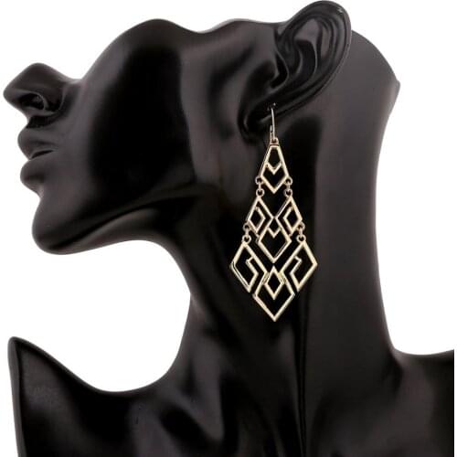 Womens Chandelier Drop Earrings Gift Wrapped Fashion Gold Cutout Tiered Dangle Drop Earrings