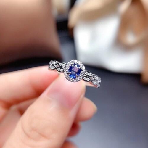 2021 Blue Sapphire Gemstone Ring for Women Jewelry Natural Gem Real 925 Silver Engagement Ring Summer Birthday Anniversary Gift