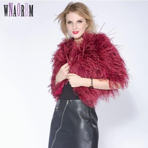 Hot Fashion Sexy Real Ostrich Feathers Women Coat Turkey Wool Short Coat Feather Fur Coat Jacket Retail Wholesale Size Custom
