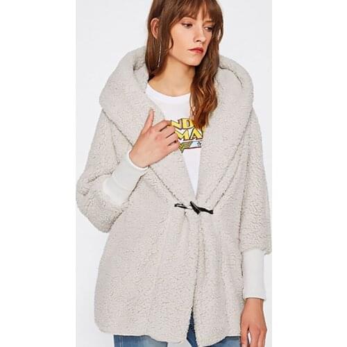 Autumn Winter Women Teddy Coat 2019 New Thick Warm Faux Fur Jackets Female Long Plush Hooded Cardigan Horn Button Coat Commute