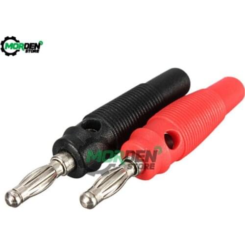 1Pair 4mm Nickel Plated Banana Plug Connector Binding Post Nut Banana Jack Socket Connectors Red + Black