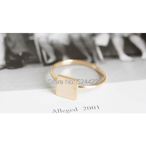Min 1pc Gold/rose-gold square ring jewelry wedding bands ring quadrangle finger ring JZ207