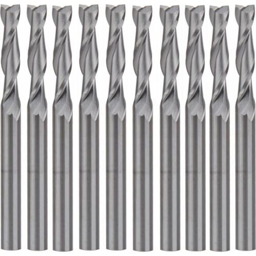 10Pcs Double Flute Spiral CNC Router Bits 3.175 X 12mm Engraving Cutting Tool