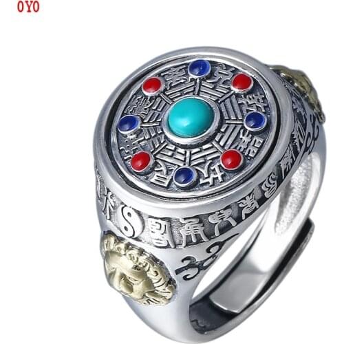 100%925 sterling silver Thai silver code body rotation gossip restoring ancient ways ring The boy new ring