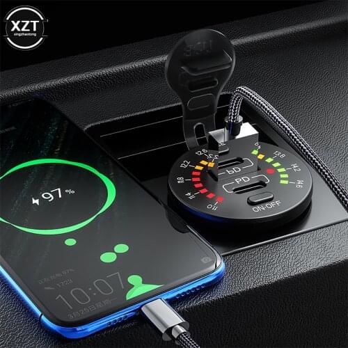 12V Quick Charge 3.0 Dual USB SUV Car Charger Waterproof 18W Type C PD Outlet Fast Charger with LED Voltmeter ON OFF Switch