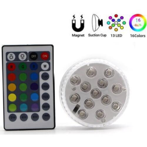 13LEDs RGB Submersible Light Battery Operated Swimming Pool Underwater Night Lamp Vase Wedding Party Holiday Garden Celebrate