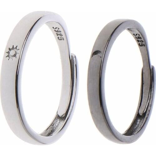 2 Pcs Sun Moon Matching Couple Friendship Lover Open Adjustable Rings Set Minimalist Engagement Wedding Rings Lovers Kit AXYD