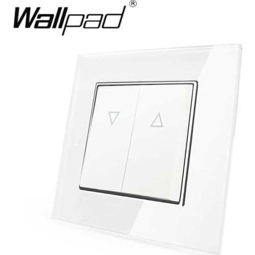 2 Button Curtain Switch Wallpad 110-250V White Luxury Glass EU European Style Reset Curtain Window Blind Switch with Claws Back
