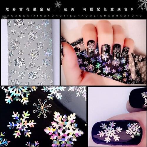 3 Rolls Nail Foils Christmas Xmas Element Snowflake Shinning Nail Foil Nail Art Stickers 4X12CM With Separately Bottle