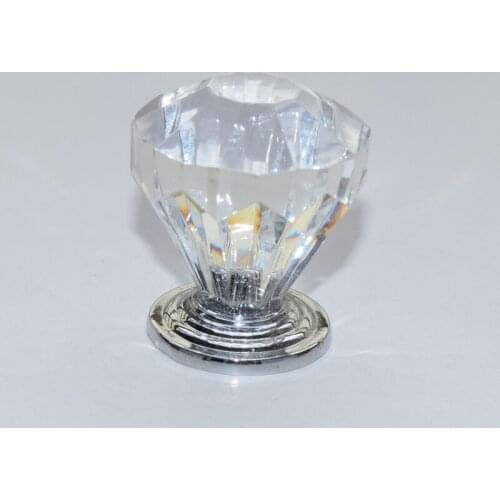 32mm Zinc Alloy Clear Crystal Sparkle Glass Kitchen Cabinet Knobs Handles Dresser Cupboard Door Knob Pulls