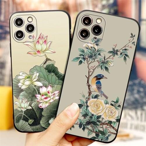 3D Emboss Flower Birds Case For iPhone 12 11 Pro XS MAX XR X 10 8 7 6 6S Plus 5 TPU Fashion Floral Case For iPhone SE 2020 Cover