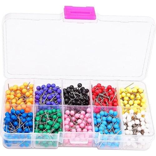 500pcs Colorful 11mm Sewing Head Pin Round Pearl Straight Pins Stainless Steel +PVC Multicolor Craft Pins Needle Sewing Tools